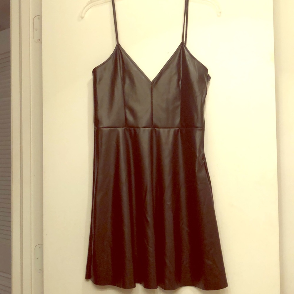 Black vegan leather dress